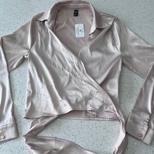 Windsor Satin Wrap Blouse in Soft Cream size small. Brand new